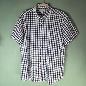 Mizzen+Main Mens XXL Blue Leeward Performance Windowpane Short Sleeve Shirt